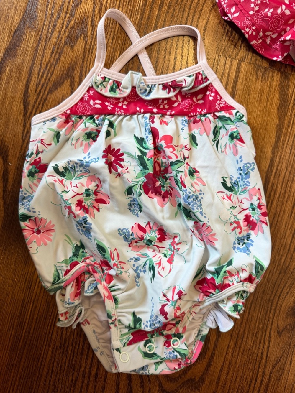 SweetHoney Floral One-Piece Swimsuit in White, Pink, Red, Green, Blue